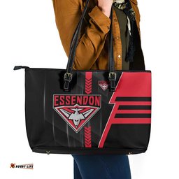 Essendon Bombers Leather Tote Bag Modern Geometric Sports Graphic Style TS04