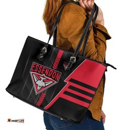 Essendon Bombers Leather Tote Bag Modern Geometric Sports Graphic Style TS04