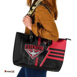 Essendon Bombers Leather Tote Bag Modern Geometric Sports Graphic Style TS04