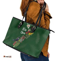 Kia Ora New Zealand Floral Leather Tote Bag Sage Green LT7