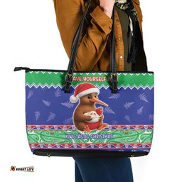 New Zealand Christmas Leather Tote Bag Have Yourself A Kiwi-tastic Christmas LT05