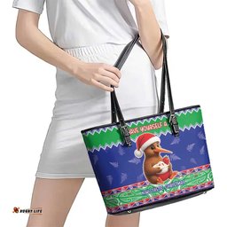 New Zealand Christmas Leather Tote Bag Have Yourself A Kiwi-tastic Christmas LT05