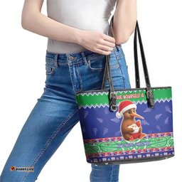 New Zealand Christmas Leather Tote Bag Have Yourself A Kiwi-tastic Christmas LT05
