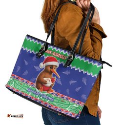 New Zealand Christmas Leather Tote Bag Have Yourself A Kiwi-tastic Christmas LT05