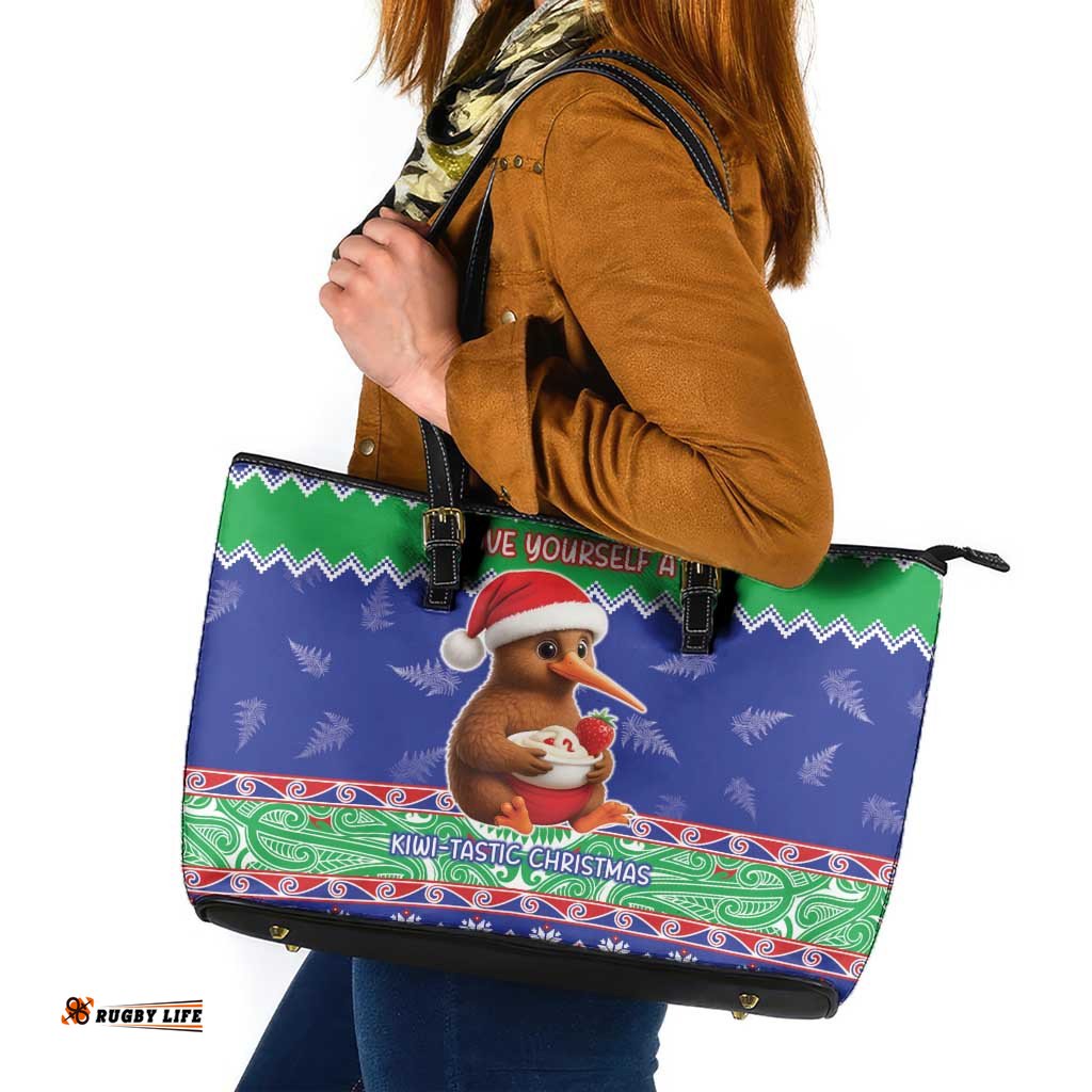 New Zealand Christmas Leather Tote Bag Have Yourself A Kiwi-tastic Christmas LT05