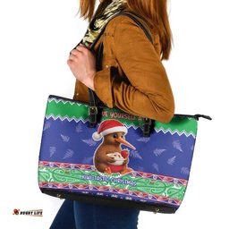 New Zealand Christmas Leather Tote Bag Have Yourself A Kiwi-tastic Christmas LT05