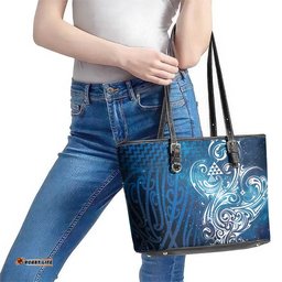 Matariki Galaxy Leather Tote Bag Maori Taniko Pattern LT9