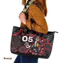 Custom Saints Football Leather Tote Bag Aboriginal Dot Art Pattern DT05