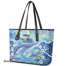 NAIDOC Week 2026 Leather Tote Bag Dreaming of Whales Aboriginal Dot Art LT9