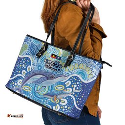 NAIDOC Week 2026 Leather Tote Bag Dreaming of Whales Aboriginal Dot Art LT9
