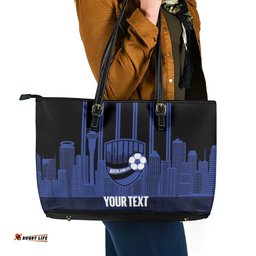 New Zealand Auckland Football Custom Leather Tote Bag Go City of Sails Est 2025 LT14