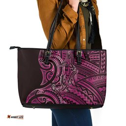 New Zealand Hammerhead Shark Leather Tote Bag Maori Haehae Mangopare Pink LT14