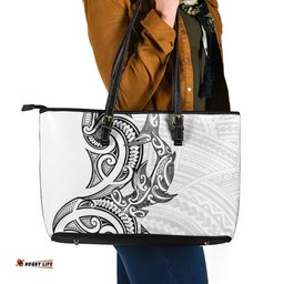 New Zealand Hammerhead Shark Leather Tote Bag Maori Haehae Mangopare White LT14
