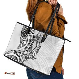 New Zealand Hammerhead Shark Leather Tote Bag Maori Haehae Mangopare White LT14