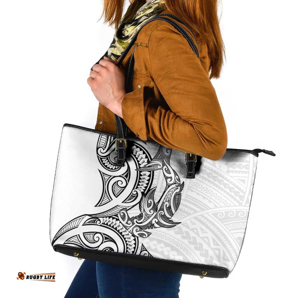 New Zealand Hammerhead Shark Leather Tote Bag Maori Haehae Mangopare White LT14