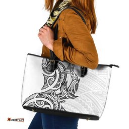 New Zealand Hammerhead Shark Leather Tote Bag Maori Haehae Mangopare White LT14