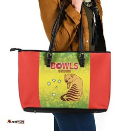Australian Tasmania Lawn Bowls Leather Tote Bag Aussie Minimalist Style LT9