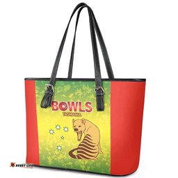 Australian Tasmania Lawn Bowls Leather Tote Bag Aussie Minimalist Style LT9