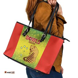 Australian Tasmania Lawn Bowls Leather Tote Bag Aussie Minimalist Style LT9