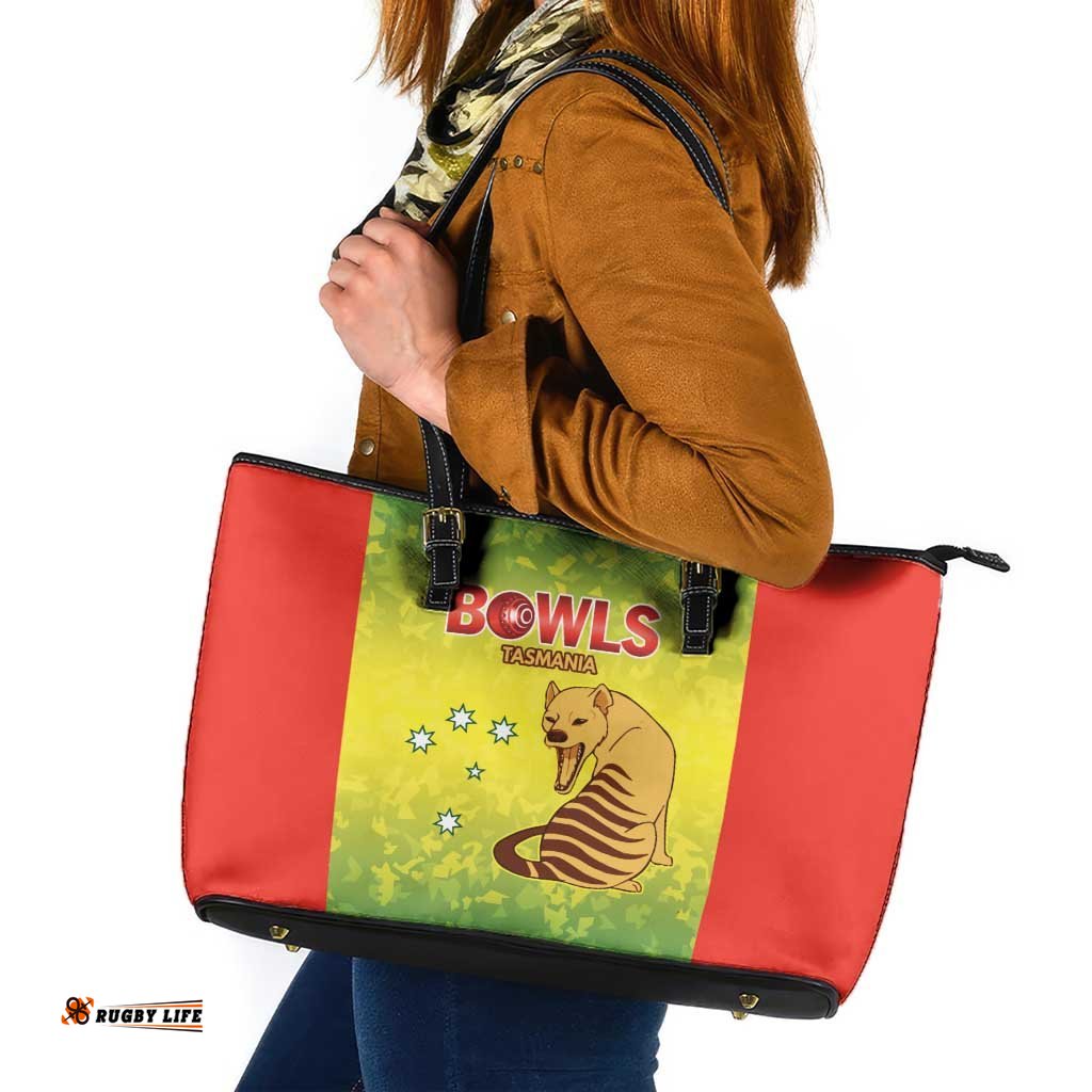 Australian Tasmania Lawn Bowls Leather Tote Bag Aussie Minimalist Style LT9