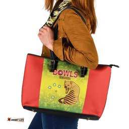 Australian Tasmania Lawn Bowls Leather Tote Bag Aussie Minimalist Style LT9