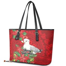 Australian Silver Gull Leather Tote Bag Aboriginal Inspired Christmas LT9