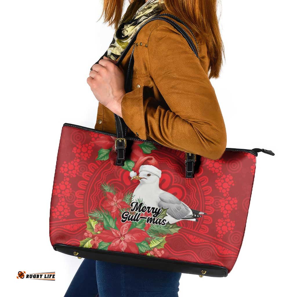 Australian Silver Gull Leather Tote Bag Aboriginal Inspired Christmas LT9