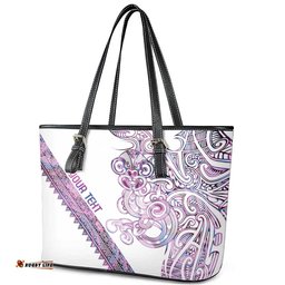 Mawhero Paua shell Kowhaiwhai Taniko Personalised Leather Tote Bag Taniwha Maori Tribal Style LT9