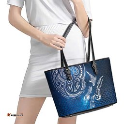 Matariki Galaxy Leather Tote Bag New Zealand Map Maori Pattern LT9
