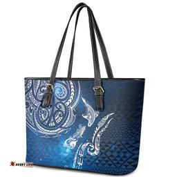 Matariki Galaxy Leather Tote Bag New Zealand Map Maori Pattern LT9
