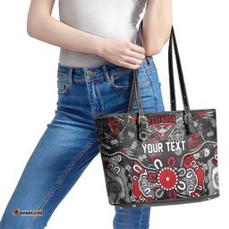 Personalized Essendon Bombers Leather Tote Bag Aboriginal Dot Painting Graffiti Style TS04
