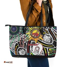 NAIDOC 50 Years of Deadly Personalised Leather Tote Bag Aboriginal Dot Art LT9