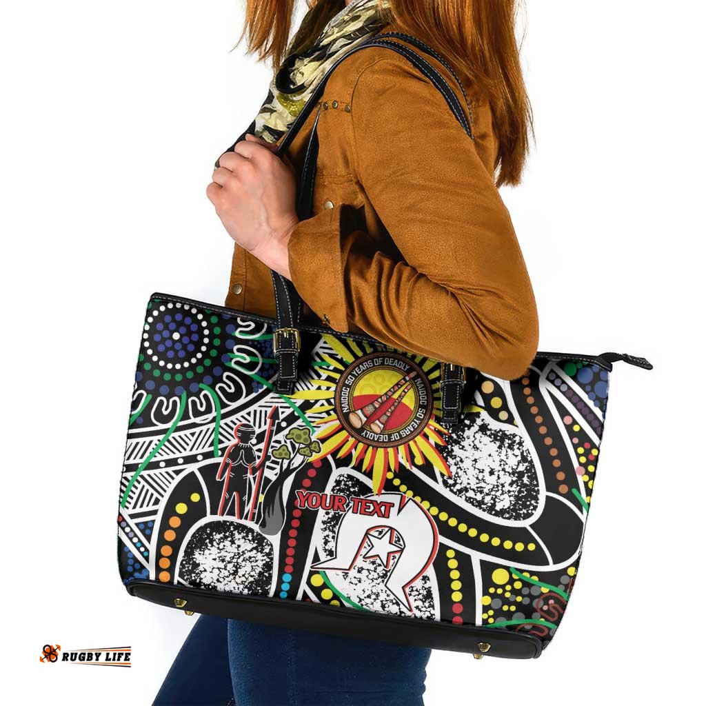 NAIDOC 50 Years of Deadly Personalised Leather Tote Bag Aboriginal Dot Art LT9