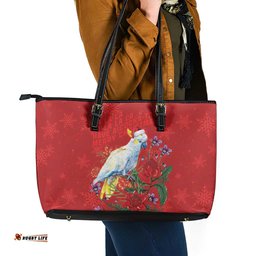 Merry Cocka-mas Leather Tote Bag Australia Christmas Red Art LT9
