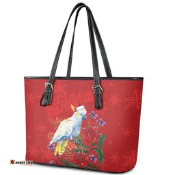 Merry Cocka-mas Leather Tote Bag Australia Christmas Red Art LT9