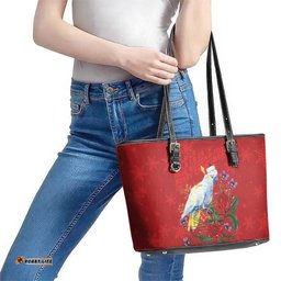 Merry Cocka-mas Leather Tote Bag Australia Christmas Red Art LT9