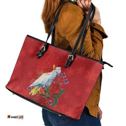 Merry Cocka-mas Leather Tote Bag Australia Christmas Red Art LT9