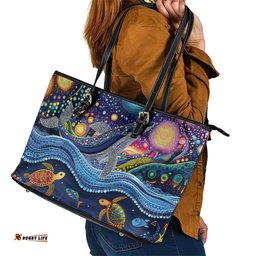 Heal Country Heal Our Nation Aboriginal Dreamtime Leather Tote Bag LT9
