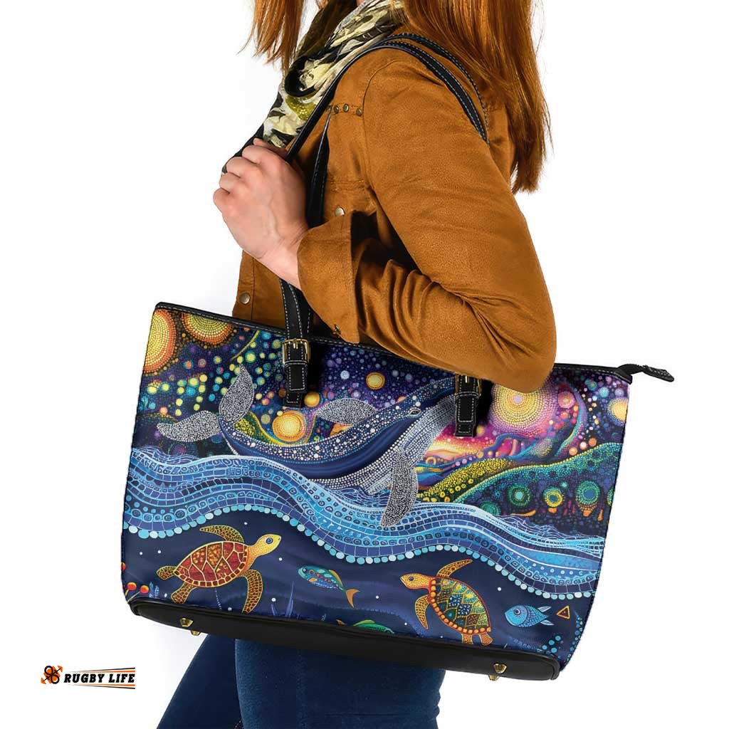 Heal Country Heal Our Nation Aboriginal Dreamtime Leather Tote Bag LT9