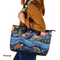 Heal Country Heal Our Nation Aboriginal Dreamtime Leather Tote Bag LT9