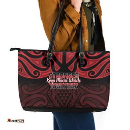 Keep Maori Wards New Zealand Leather Tote Bag Stronger Together Aotearoa Taniko LT14