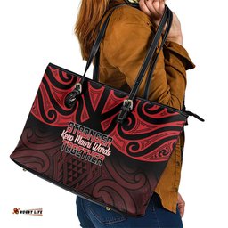 Keep Maori Wards New Zealand Leather Tote Bag Stronger Together Aotearoa Taniko LT14
