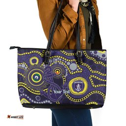 Dockers NAIDOC Week 2026 Personalised Leather Tote Bag 50 Years of Deadly Aboriginal Art LT14