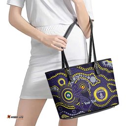 Dockers NAIDOC Week 2026 Personalised Leather Tote Bag 50 Years of Deadly Aboriginal Art LT14