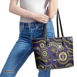 Dockers NAIDOC Week 2026 Personalised Leather Tote Bag 50 Years of Deadly Aboriginal Art LT14