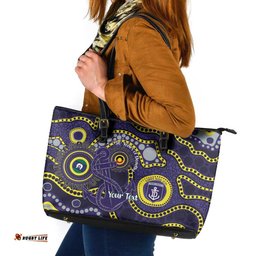 Dockers NAIDOC Week 2026 Personalised Leather Tote Bag 50 Years of Deadly Aboriginal Art LT14