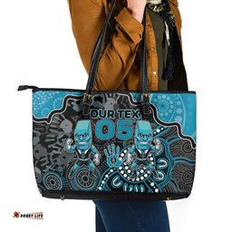 Custom Power Football Leather Tote Bag Aboriginal Dot Art Pattern DT05