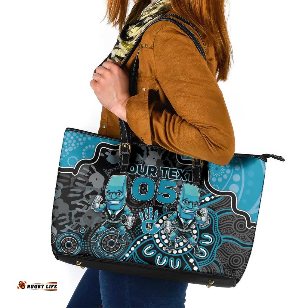 Custom Power Football Leather Tote Bag Aboriginal Dot Art Pattern DT05
