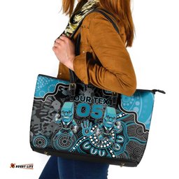 Custom Power Football Leather Tote Bag Aboriginal Dot Art Pattern DT05
