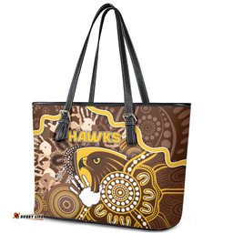 Hawks Football Leather Tote Bag Aboriginal Dot Art Pattern DT05